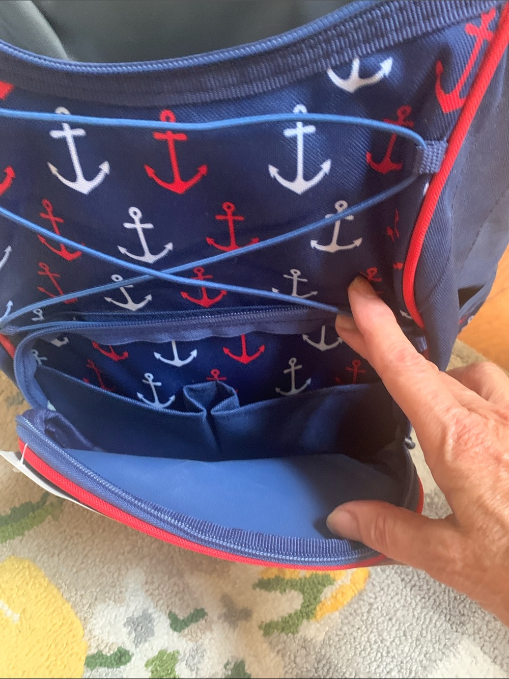 Daytripper Cooler Pack Backpack - Navy with Red & White Anchors - Picture 5 of 5